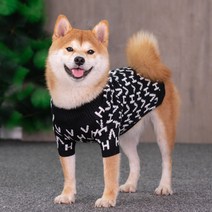 중형견 옷 강아지 진돗개 시바견 토이푸들 말티푸 왕티즈 티셔츠, 검은 글자 스웨터