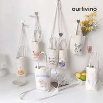 컵홀더 캐리어 캔버스 드링크백 텀블러 에코백 테이크아웃, 아기양