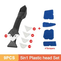 5In1 실리콘 스크레이퍼 코킹 도구 유리 접착제 각도 스테인레스 스틸 헤드 피니셔 실란트 그라우트 제거 키트, CHINA, 5IN1 Plastic Set