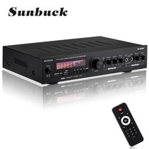 스피커앰프 SUNBUCK 오디오 파워 앰프 홈 시어터 앰프 원격 제어 지원 FM USB 2000W 220V 110V 블루투스 50, 1.608BT Black  EU Plug