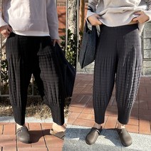 아이보리앤코 플리츠 바지 누빔 퀼팅 패딩 배기 팬츠 여성 겨울