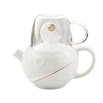 Mengyiqi 세라믹 우주선 다기세트, 주전자 1개 + 찻잔 1개, 1개