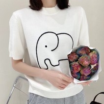 아로하스타일 여자 라운드넥 반팔 니트 DL02 여성니트 데일리룩