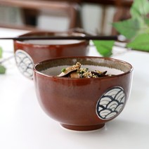 오반자이 갈색유약 일본 덮밥그릇