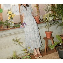 써스데이아일랜드 쉬폰 플라워 싱그러운 허리 조임 날씬해 보이는 원피스