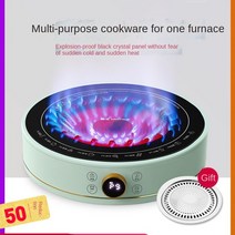 전기 세라믹 오븐 가정용 유도 밥솥 휴대용 차 스토브 9 기어 2200W 220V, 02 light green_02 EU