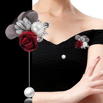 롱 우정 진주 목걸이 천 아트 패브릭 플라워 브로치 셔츠 칼라 빈티지 핀 여성용 드레스 액세서리 쥬얼리 선물