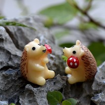 작은 고슴도치 2마리 모형 DIY 화분 디오라마 만들기 재료 소품 미니어처 피규어, 작은고슴도치 2마리