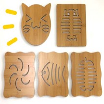 원목냄비받침대 받 짚 침 1+1 부엉이냄비받침, 고양이