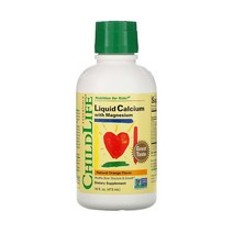 ChildLife 리퀴드 Calcium with Magnesium Natural Orange Flavor 16 fl oz (474 ml), 474 ml
