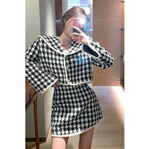 그녀의 신발 / (빠른배송)하운드 체크 빅카라 투피스 블랙