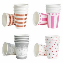 XJT863324파티 종이컵 12개 파티컵 일회용컵 파티용컵, 1, 스트라이프 로즈골드