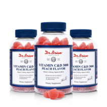 닥터브라이언 복숭아맛구미 비타민 C&D 3000 (100구미/착색료무첨가) 비타민젤리 먹기 편한 비타민 비타민C 비타민D, 3통