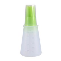 빠지바베큐 물놀이 펜션 고기굽기 캠핑 필수템 실리콘 bbq oil bottle brush with scale 야외 bbq oil bottle with lid oiler 215, 초록