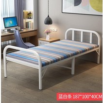 좁은방침대 엑스트라베드 가정용환자접이식 병원 사무실 저가 침대 2, 4. 색상 분류: 100CM 넓은 파란색 및 흰색 스트립 YQ