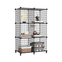 AWTATOS Wire Cube Storage Organizer Closet Organizers and Storage Metal 12 Cube Storage Shelves Bo, Black, 6 Cube
