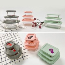 실리콘 뚜껑 오븐글라스 내열유리 밀폐용기, 원형 라지 640ml, 1개