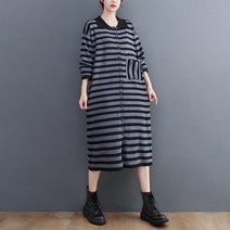 FANSYLI 여성 니트 원피스 가을과 겨울 단색 두꺼운 롱원피스 68호 10B7