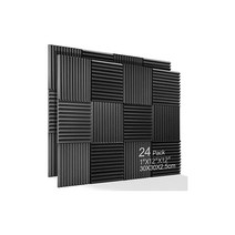 Kuchoow 흡음재 방음재 스폰지 24매 세트 고반발 고밀도 30x30x2.5cm 우레탄폼 흡음재 방 불연/무해/내충격 흡음재질 폴리우레탄