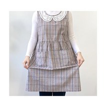 소녀앞치마 체크패턴 면 캔디체크 어린이집 보육교사 유치원 공방 카페 공방 다용도 92cm 10장 레이스앞치마