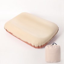 캠핑용 에어 스펀지 베개 자동 공기 주입 3D 치즈베개, 베이지+갈색-2개