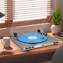 레트로 옛날 LP판 턴테이블 전축 감성 블루투스, 실버 그레이