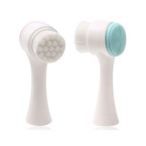[MantaX] 1+1 양면 모공브러쉬 세수 세안 미세모브러쉬 실리콘 패드브러쉬 각질제거 구석구석 클렌징, 블루+핑크