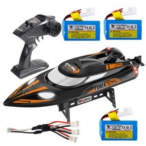 RC보트-원격 제어 보트 고속 듀얼 모터 레이싱 보트 스피드 보트 방수 안티 크래시, 블랙 3 배터리