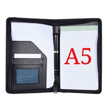 노트커버 공책 휴대용 비즈니스 포트폴리오 Padfolio 폴더 문서 케이스 A5 PU 가죽 명함 홀더 메모 노트 패드 메모지, [01] 혼합 색상