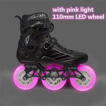 롤러브레이드 인라인스케이트 3 휠 LED 플래시 인라인 스케이트 신발 3X110mm 화이트 블루 그린 레드 핑크 라이트 컬러 샤인 롤러 스케이트 Street Patines 110m, 35, BLACK pink light