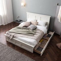 [파격세일] 삼익가구 프로아 아이보리 서랍형 도장 침대(양모 라텍스 독립 매트리스-킹)