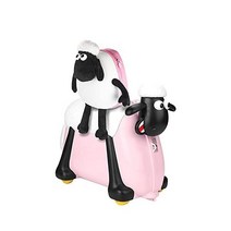 [초등학생가방세트] Shaun the Sheep 오리지널 아동용 라이드온 및 기내용 슈트케이스 스피너 휠 어린이 수하물 핑크