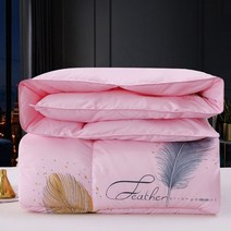 포근한 구스이불 화이트 겨울이불 다운 누빔 헝가리 거위털 사계절 특급호텔 배게 구스 봄가을, 분홍