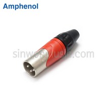 암페놀 AX3M2 3핀 빨강색 납땜용 XLR(Male) 커넥터