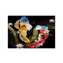 MJS 보석십자수 50 x 40 cm 캔버스형 세트 (비즈함 증정) BSX10, 황금잉어..-연꽃