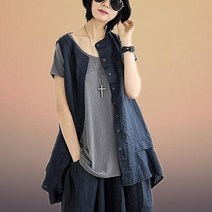 새로이 ASCRFLA2 린넨 조끼 여성 마조끼 베스트 패션 정장빅사이즈 롱