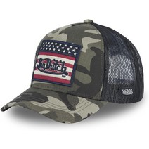 Von Dutch 남성용 밀리터리 캡 카키 플래그 USA Trucker Baseball Flag