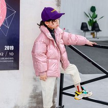 숏다운점퍼 아동 남녀공용 두꺼운 하이넥 솔리드 집업 숏 다운 점퍼 키즈 경량 패딩 자켓 코트