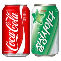 코카콜라 355ml 칠성사이다 355ml 각 12캔씩 총24캔, 24개