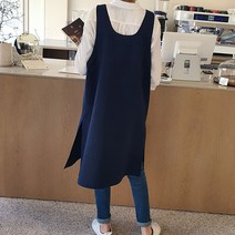 방가지똥 앞치마 단추없는 네이비린넨 어린이집 유치원