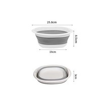 고무다라이 고무다라 접이식대야다목적 접이식 세면대 휴대용 경량 걸이식 접시 여행 하이킹 캠핑 피크닉, 회색-25.8cm