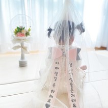 인간화환 아기화환 글씨리본 반전용돈 결혼식 기념일, 왕리본, 핑크앤그레이