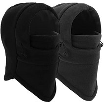 발라클라바 스키 마스크 2개 - 남성용 여성용 방풍 워머 양털 조절식 겨울 마스크, Black+black/Gray