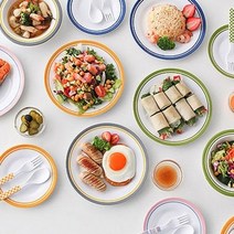 예쁜 캠핑 접시 세트 감성 피크닉 홈파티 플레이팅 그릇 세트 파우치 포함, 레드