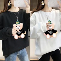 동자언니 bebedi 여성용 패턴베어II 기모 긴팔티셔츠 1+1