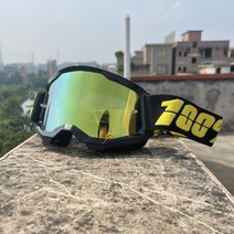 크로스보더 21% 100% 고글 스트라타 코팅 오프로드 오토바이 헬멧 고글, 블랙(골드), 하나