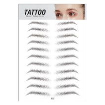 매직 4D 헤어 눈썹 문신 스티커 거짓 방속 메이크업 수성 화장품, [01] E12