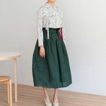 [다래원한복] 생활한복 세트 페일그린 저고리 모시 진녹 허리치마