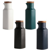 내추럴 우드뚜껑 도자기 간장병 꿀소분 스튜디오 스타일링 보틀, 1개, 매트 다크블루