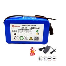 전동킥보드보조배터리 24v 7s4p 29v 60ah 18650 60000mah 리튬 이온 충전식 배터리 팩 전기 자전거 오토바이 스쿠터 배터리 내장 65a bms, 하얀